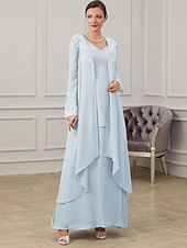 ieftine Cu jacheta-Rochie Tip A pentru Mamă a Miresei Invitată la Nuntă Elegantă cu Guler Cărămizat Lungime Până la Podea din Chiffon cu Mâneci Lungi și Sacou cu Aplice mărime personalizată gratuit
