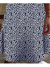 olcso Művészet és Design Ruha-Női Mini Ruha Hétköznapi Ruha Elegáns Stílusos Hétköznapi Üdülés Napi Regular Fit Virágmintás Kis Virágmintás Rövid Ujjú Kerek Nyakú Kék Nyári