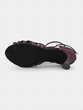 economico Scarpe per balli latini-sandali da ballo latino con strass viola e cinturino alla caviglia – design elegante per balli latini ed eventi speciali