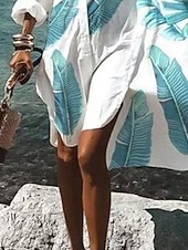 preiswerte Blusenkleider-Damen kleid lang blusenkleid Casual kleid Stilvoll Brautkleider schlicht Urlaub Täglich Lockere Passform Graphic Langarm Hemdkragen Weiß Gelb Rosa Leicht Blau Sommer Frühling Herbst