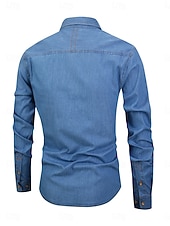 preiswerte Herrenhemd zum Knöpfen-Herren Sommerhemd Freizeithemd Knopfhemd Grau Blau Schwarz Dunkelblau Leicht Blau Langarm Einfach Revers Urlaub Ferien Button-Down Bekleidung 100% Baumwolle Mode Lässig Bequem