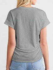 abordables T-shirt uni-T Shirt Femme Uni Élégant Décontracté Manches Courtes Col Ronde Tops Réguliers Quotidien Noir Blanc Vert Armée Vert Gris Été
