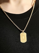 economico Gioielli da uomo-collana con targhetta per cani con bandiera americana in acciaio inossidabile con design a croce – ciondolo unisex di ispirazione militare per abbigliamento casual e occasioni patriottiche