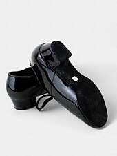 abordables Chaussures de danse enfants-chaussures de danse en cuir verni pour enfants pour garçons et filles avec fermeture à lacets - chaussures confortables pour danses de salon, latines et sociales