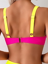 billiga Bikiniset-Dam Badkläder Bikini 2 st Kaxig Baddräkt Öppen rygg Smal Semester Standkläder Rand V-hals Ärmlös Baddräkter