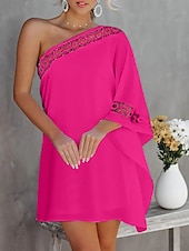 levne Jednoduché šaty-Ženské mini šaty wrap šaty bodycon šaty off the shoulder šaty bez ramínek dovolená neformální dovolená každodenní regular fit jednobarevné dlouhý rukáv jedno rameno černá bílá růžová léto