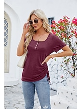 economico Magliette-Per donna Maglietta bohémien Liscio Boemia stile sveglio Moda Manica corta A farfalla Squadrata Top regolari Giornaliero Per uscire Fine settimana Tunica Nero Rosa Vino Blu Reale Viola Estate