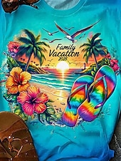 ieftine Tricou tie-dye și gradient-Pentru femei Tricou Ombre Grafic Casual Manșon scurt Rotund Topuri obișnuite Zilnic Imprimeu Albastru piscină Vară