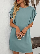 voordelige T-shirt-jurken-Dames Mini-jurk Casual jurk Mini-jurk A lijn jurk Basic Verjaardag Vakantie Werk Casual Ruim Passend Streep Katoenen stof Korte mouw Strakke ronde hals Blozend Roze Hemelsblauw Groen Khaki Zomer Lente