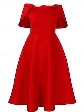 ieftine rochie Kentucky-Kentucky Derby Pentru femei Rochii Midi Rochie A line Rochie de vară Rochie Fit And Flare Rochie cu maneci bufante cocktail Rochii Semi Formale Kentucky Derby Invitat la nunta Logodnă Petrecere cu