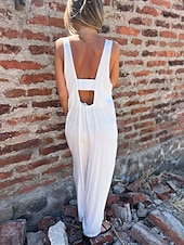 abordables Mono-Mujer Normal Mono Activo Color sólido Sin Mangas Escote en U Botones Bolsillo Vacaciones Diario Ajuste regular Negro Blanco Azul Piscina Verano