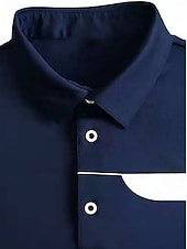 billiga Herrgolfkläder-Herr Vandringspolotröja Vit Marinblå Kortärmad Överdelar Golfkläder Kläder Outfits Bär kläder