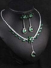 abordables Parures de Bijoux-Parure de Bijoux 1 Vert Zircon Chrome Imitation de diamant 1 Collier Boucles d&#039;Oreilles Femme Elégant Rétro Vintage Mode Le style rétro Classique Parure de Bijoux Pour Mariage Soirée