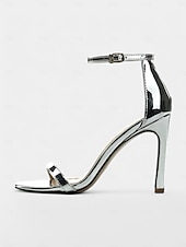 cheap Prom-Black Ankle Strap Stiletto Sandals for Women - Elegant Open-Toe High Heels for Evening &amp; Formal Events