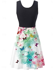 cheap Floral Dress-Women&#039;s Mini Dress Sundress A Line Dress Slip Dress Off The Shoulder Dress Vacation Casual Vacation Daily Regular Fit Floral Sleeveless Crew Neck Black And White Black White Pink Summer