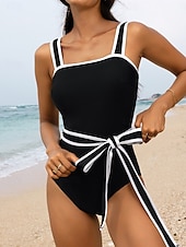 billiga One-piece-baddräkter-Dam Badkläder En bit Monokini Baddräkt Öppen rygg Magkontroll Hög midja Smal Semester Standkläder Ensfärgat Rund Ärmlös Baddräkter