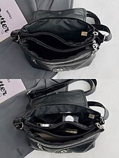billiga Crossbodyväskor-brun crossbody-väska i konstläder med dubbdetaljer – avslappnad, trendig handväska för vardagsbruk, shopping och utflykter svart röd blå