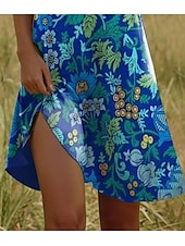 olcso Virágos ruha-Női Mini ruha hétköznapi ruha Boho elegáns ruhák Csehország Napi Normál Virágos Rövid ujjú Terített nyak Medence Nyár