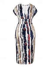olcso Denimszövet ruhák-Női Midi ruha hétköznapi ruha Bodycon nyári ruha Divat Szabadtéri Szabadság Randi Normál Színes Féhosszú Mély-V Medence Barna Sötétkék Nyár Tavasz