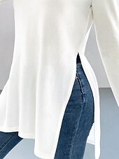 ieftine tricou simplu-Pentru femei Tricou Simplu Modă Modern Casual Manșon Lung Stil Nautic Topuri lungi Zilnic Sfârșit de săptămână Peteci Negru Alb Primăvară Toamnă Iarnă