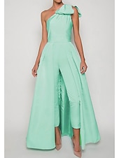 economico Abiti da sposa-Tute Abito da Sera Elegant Formal Ospite di Matrimonio Lungo Fino a Terra Senza Maniche Spalla Unica Tessuto Elasticizzato con Fiocco(e) Pieghe Gonna Sovrapposta