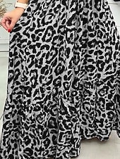 tanie Wakacyjne sukienki-Damskie Sukienka maxi Codzienne sukienki Sukienka maxi Elegancki Seksowny Codzienny Urlop Codzienny Regularny Panterka Bez rękawów W serek Czerwony Niebieski Szary Lato Wiosna