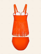 お買い得  デザイナー水着-女性用 スイムウェア 2ピース 水着 旅行度假风 スタイリッシュ 純色 ノースリーブ 水着