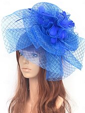 abordables Fascinators-Chapeau Fedore en Tulle Headdrss Mariage Élégant Vintage Avec Accessoire en Tulle Coiffures Fascinateurs Jour de Course Robe
