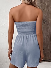 abordables combinaisons décontractées-Femme Normal Combishort Actif Couleur unie Sans Manches Sans Bretelles Boutons Cordon Vacances du quotidien Standard Noir Bleu Vert Eté