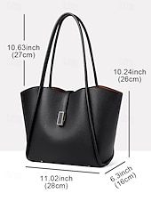 voordelige Handtas &amp; Draagtassen-Groene tas van imitatieleer voor dames, eenvoudig ontwerp, gouden gespversiering - stijlvolle en praktische tas voor werk, winkelen en dagelijks gebruik zwart wit rood