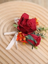 ieftine Bratara de dama-butoniera de nunta si corsajul de la incheietura mainii – accesorii florale elegante de trandafiri artificiali pentru mire, miri, domnisoare de onoare si evenimente speciale