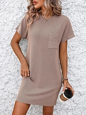 abordables Vestido blanco-día de San Valentín Mujer Normal Mini vestido Vestido de cambio Vestido informal Vestidos Boho Chic Bohemia Estilo lindo Elegante Casquillo Manga Murciélago Casual Hogar Vacaciones Moldeado al Cuerpo