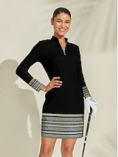 billiga Kvinnors golfkläder-Dam golfklänning Svart Långärmad Golfkläder för damer Kläder Outfits Bär kläder