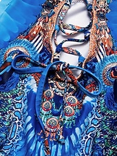 baratos trajes de banho de grife-Maiô de férias com estampa de leopardo e penas, tecido elástico de alta elasticidade e amarração nas costas.