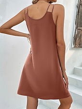 preiswerte Einfaches Kleid-Damen Mini Kleid T-Shirt Kleid Tee Kleid Shift Kleid Slip Kleid Lässig Urlaub Lässig Täglich Reguläre Passform Grafik Ärmellos V-Ausschnitt Schwarz Rosa Staubiges Rosa Helllila Sommer