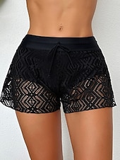 abordables Bas de bikini-Femme Maillots de Bain Caleçon extensible Maillot de bain Maille Taille haute Vacances Tenues de plage Couleur unie Sans Manches Maillots de bain