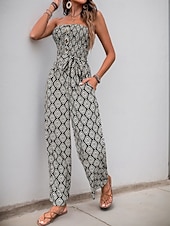 economico tuta stampata-Per donna Normale Tuta Attivo Tinta unica Senza maniche Senza bretelline Tasche Vita alta Da mare Giornaliero Standard Nero Estate