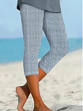 billiga -Kvinnors leggings capribyxor hög elasticitet mode streetwear hel längd hög midja blommigt tryck termisk varm andningsbar mjuk utomhus vardag linne lik mörkgrå kombination sommar vår regular fit