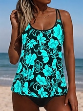 voordelige Tankini&#039;s-Damesbadpakken Tankini 2-delige Cheeky Badpak Rugloos Vakantie Strandkleding Ombre Grafische U Hals Mouwloos Badpakken