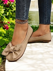 baratos Sapatilhas de mulher-sapatos descalços com laço feminino – sapatos largos e macios, sapatilhas de balé casuais e confortáveis para uso diário