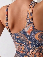 economico Costumi interi-Per donna Costumi da bagno Un pezzo Monokini Costume da bagno Schiena scoperta Fasciante in vita Vita alta Taglia piccola Festività Abbigliamento mare Motivo cashemire Halter Neck Senza maniche