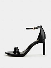 cheap Prom-Black Ankle Strap Stiletto Sandals for Women - Elegant Open-Toe High Heels for Evening &amp; Formal Events