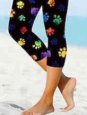 ieftine -Woman&#039;s Leggings Capri Pants Înaltă Elasticitate Modă Streetwear Lungime Completă Talie Înaltă Imprimare Grafică Animale Pisică Termic Călduros Respirabil Moale  Exterior Zilnic Negru Gri Toamnă