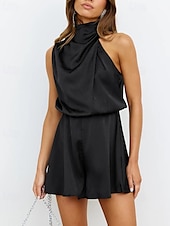 preiswerte abendkleider-Damen Minikleid Weißes Kleid Casual kleid Satinkleid Sommerkleid Elegant Brautkleider schlicht Urlaub Täglich Verabredung Regular Fit Glatt Ärmellos Rollkragen Schwarz Weiß Blau Sommer Frühling