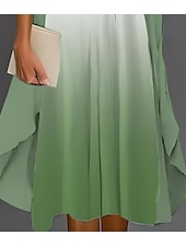 levne květinové šaty-Šaty pro absolventky Midi Šaty Šifon Šaty Posunovací Šaty Letní Šaty Elegantní Dovolená Formální Host Dovolená Volný Střih Květinové Grafické S Polovinou Rukávu Kulatý Výstřih Zelená Letní Jaro