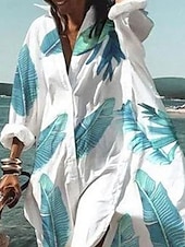 preiswerte Blusenkleider-Damen kleid lang blusenkleid Casual kleid Stilvoll Brautkleider schlicht Urlaub Täglich Lockere Passform Graphic Langarm Hemdkragen Weiß Gelb Rosa Leicht Blau Sommer Frühling Herbst