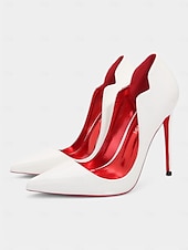 abordables Talons Aiguilles-talons hauts en cuir verni noir avec semelles rouges – bout pointu, talons aiguilles pour femmes – parfaits pour les tenues de soirée et les occasions spéciales
