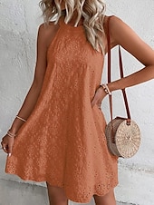 ieftine Rochii Albe Casual-Pentru femei Rochie Mini Rochie albă Rochie casual Rochie decupată Rochie de vară Modă În aer liber Concediu Dată Fit regulat Simplu Fără manșon Gâtul halter Portocaliu Trifoi Bej Vară Primăvară