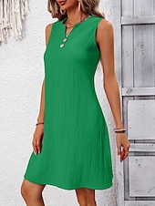 voordelige Overgooiers-Dames Mini-jurk Casual jurk Tank-jurk Basic Casual Vakantie Dagelijks Normale pasvorm Effen Mouwloos Gekerfde nek Marineblauw Fuchsia Groen Zomer