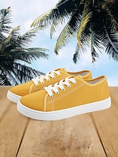 cheap Women&#039;s Sneakers-Canvas Lace-Up Sneakers for Women – Classic and Comfortable Sneakers for Everyday Wear, Perfect for Casual Outings and Weekend Adventures